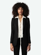Camicia Topzyl Strass Seta - Camicia corta stile lingerie in seta écru con fasce in pizzo decorate da strass e laccetti da annodare.