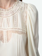 Camicetta Thena 100% Seta - Camicetta stile lingerie in seta con pizzo intarsiato.