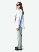 Morning Shirt - Oversized striped poplin shirt with contrasting cuffs, long sleeves and chest pocket.