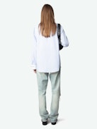 Morning Shirt - Oversized striped poplin shirt with contrasting cuffs, long sleeves and chest pocket.