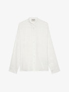 Camicia Truett 100% Seta - Camicia in seta jacquard, maniche lunghe e ricamo ad ali con pizzo sul retro.