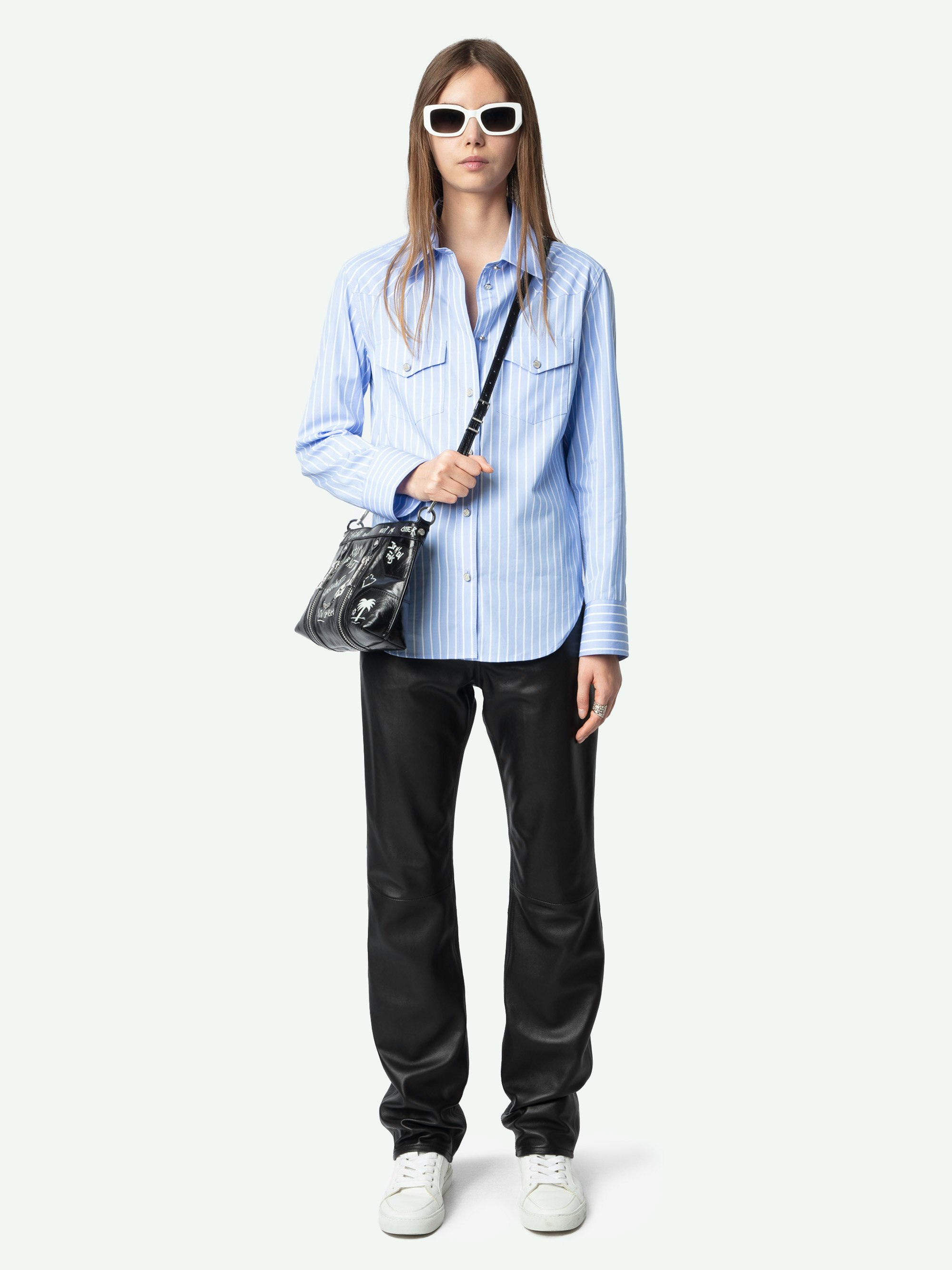 Shirt Thelma - Western-style poplin shirt with long sleeves and button fastening with jewel buttons.