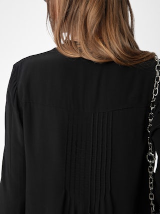 Taika Blouse - Viscose blouse with rhinestone patterns on cuff, long sleeves.