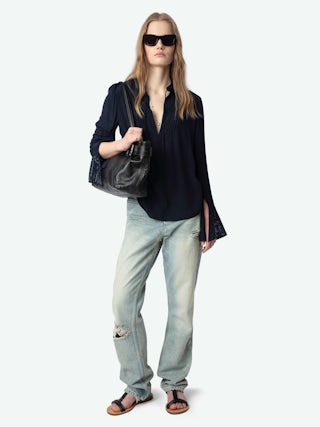 Chemisier Taika - Chemisier en viscose avec motifs en strass sur poignet, manches longues.