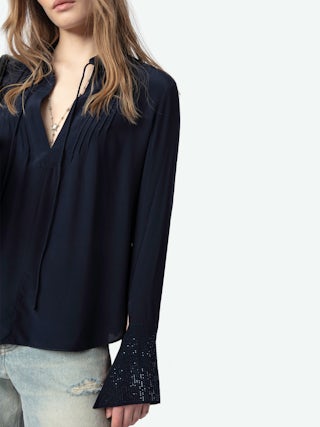 Chemisier Taika - Chemisier en viscose avec motifs en strass sur poignet, manches longues.