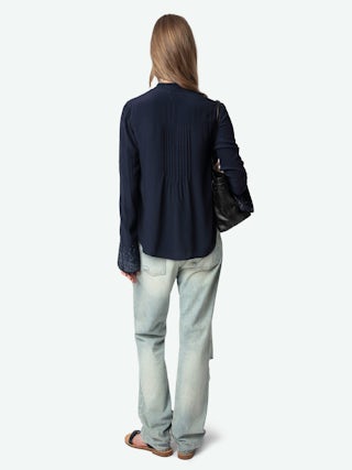 Chemisier Taika - Chemisier en viscose avec motifs en strass sur poignet, manches longues.