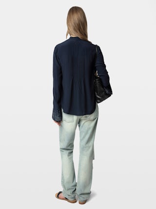 Blusa Taika - Blusa de viscosa con motivos de strass en el puño, mangas largas.