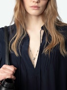 Taika Blouse - Viscose blouse with rhinestone patterns on cuff, long sleeves.