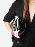 Telmos Silk Shirt - Short-sleeve jacquard women's black silk shirt.