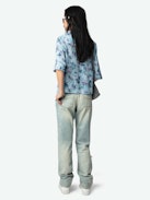 Telmos Shirt 100% Silk - Printed silk shirt, short sleeves.