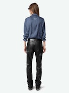 Thely Satin Shirt - Satin shirt, long sleeves, button fastening and rhinestone wing on the back.