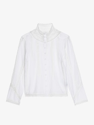 Chemise Tano - Chemisier en coton tomboy avec insertion dentelle et ailes brodées dos.