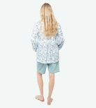 Tamela Blouse - Printed viscose tunic with long balloon sleeves and lace-up neckline.