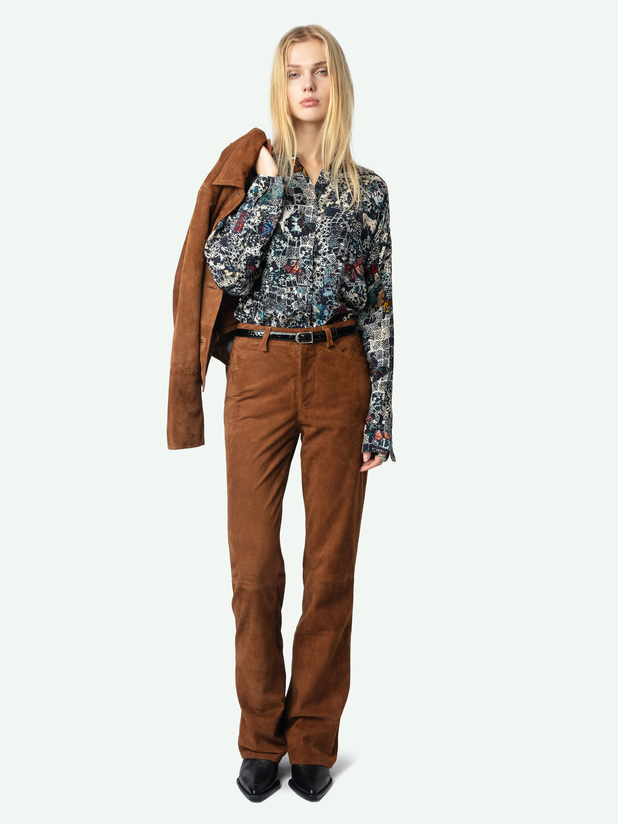 Truett Shirt - Printed viscose shirt, long sleeves and embroidered wing detail with lace on the back.