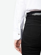Thelma Shirt - Poplin women's western top with long sleeves, contrasting topstitching, and button fastening.