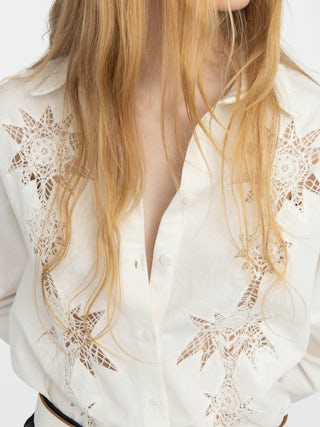Morning Shirt - Loose-fitting cotton and linen shirt with embroidery.