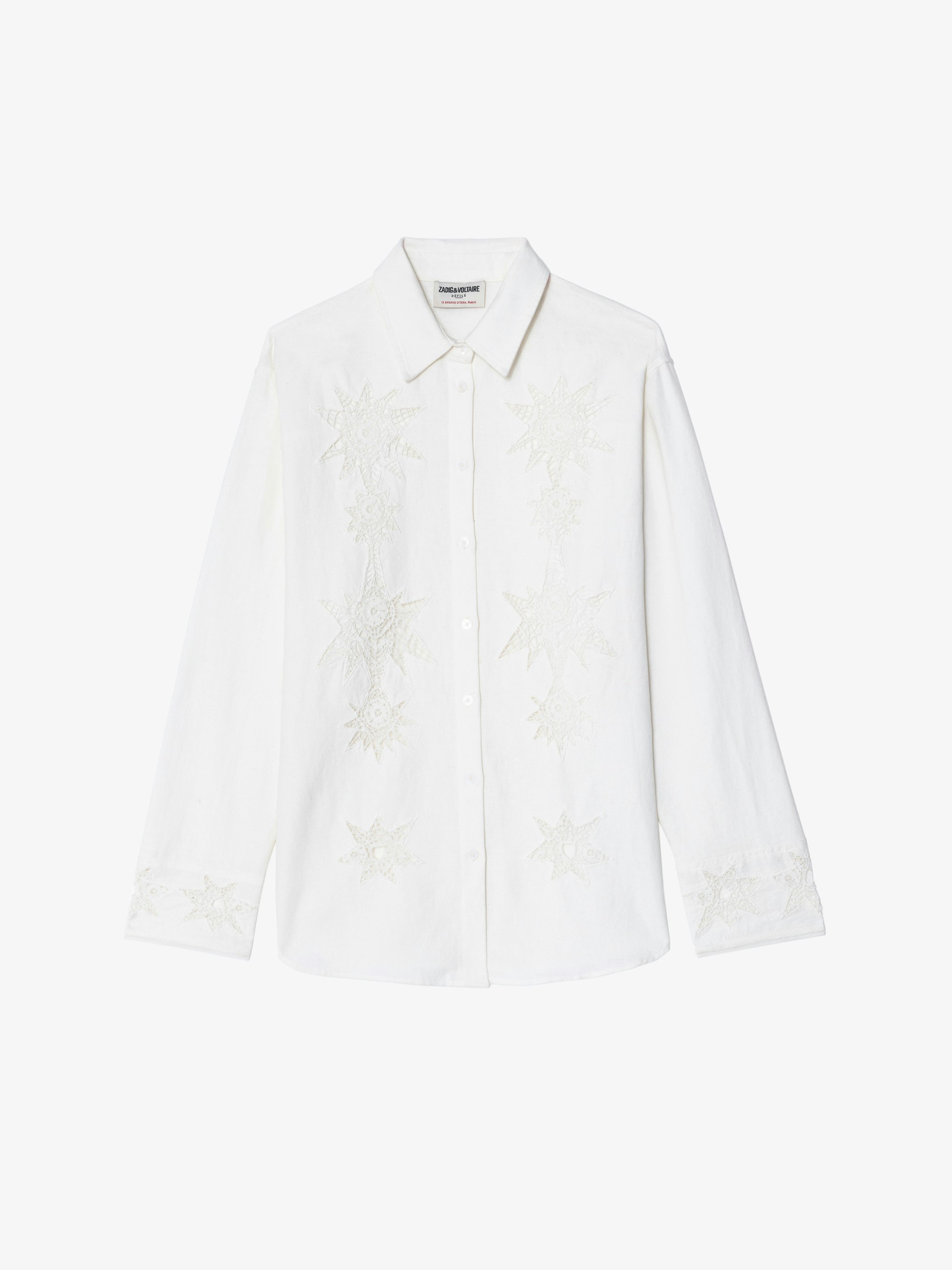 ZADIG & VOLTAIRE レース襟長袖シャツ Tano White Lace Dress Shirt | Zadig&Voltaire