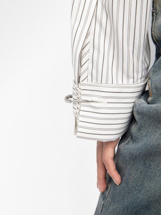 Chemise Morning - Chemise ample en popeline rayée avec imprimé dos.