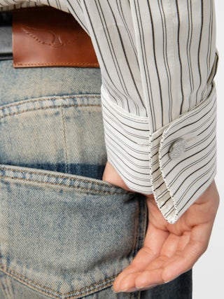 Chemise Morning - Chemise ample en popeline rayée avec imprimé dos.