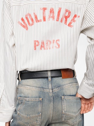 Chemise Morning - Chemise ample en popeline rayée avec imprimé dos.