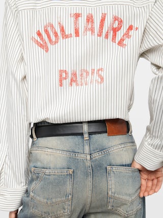 Chemise Morning - Chemise ample en popeline rayée avec imprimé dos.