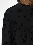 Tamela Shirt - Flocked viscose tunic with long balloon sleeves and laced neckline.