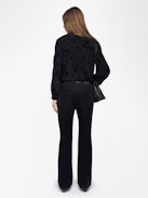 Tamela Shirt - Flocked viscose tunic with long balloon sleeves and laced neckline.