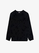 Tamela Shirt - Flocked viscose tunic with long balloon sleeves and laced neckline.