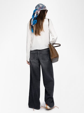 Tussi Jacquard Silk Shirt​ - Blouse in jacquard silk with horse print, long sleeves and crossed button closure.