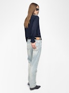 Thely Shirt - Viscose shirt with long sleeves, button fastening and wing embroidery with exclusive French lace on the back.