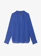 Bluse Tink Satin - ZV Jacquard-Satin-Bluse mit offenem Kragen, langen Ärmeln und gerafften Details.