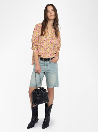 Chemise Tink - Tunique en viscose imprimée, manches longues et décolleté.