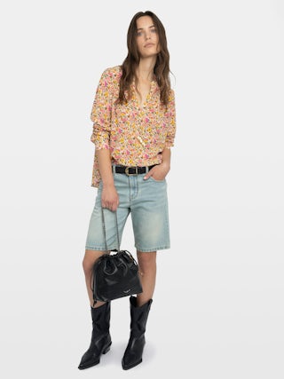 Tink Shirt - Printed viscose tunic with long sleeves and neckline.