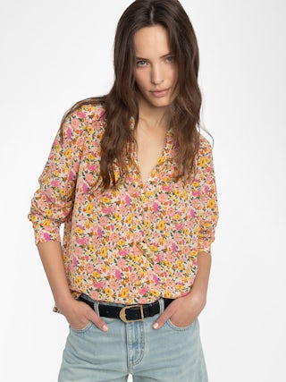 Chemise Tink - Tunique en viscose imprimée, manches longues et décolleté.