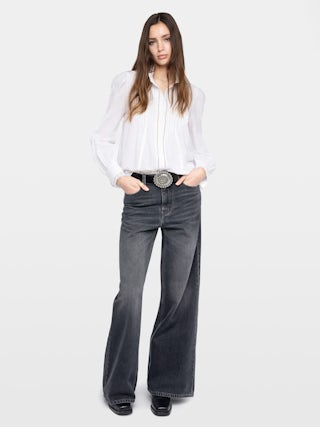 Shirt Timz - Cotton shirt with long sleeves and wings embroidery at back.