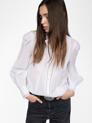 Camisa Timz - Camisa de algodón, manga larga y bordado de alas en la espalda.