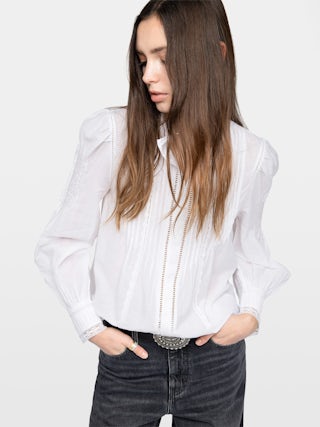 Camicia Timz - Camicia in cotone, maniche lunghe e ricamo di ali sul retro.