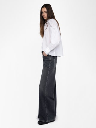 Camisa Timz - Camisa de algodón, manga larga y bordado de alas en la espalda.