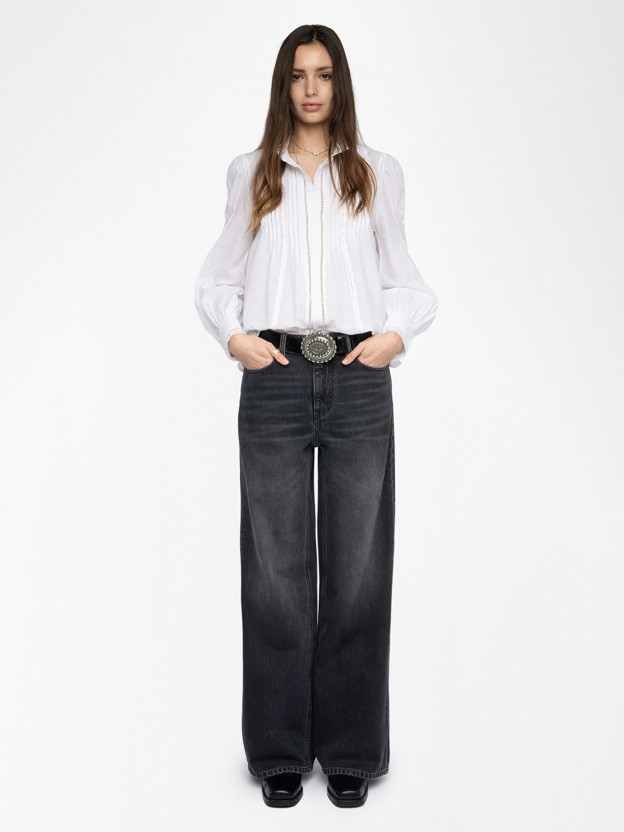 Camicia Timz - Camicia in cotone, maniche lunghe e ricamo di ali sul retro.