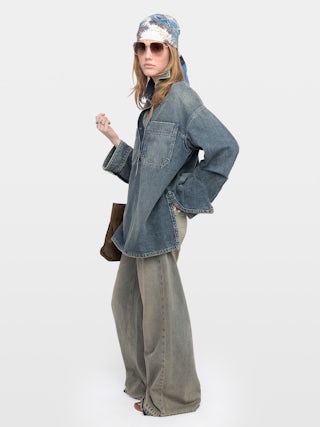 Camicia Timona Denim - Camicia in denim oversize con tasche applicate sul petto.