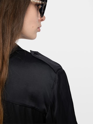 Tussi Satin Blouse - Blouse in plain viscose, long sleeves with crossed button closure.