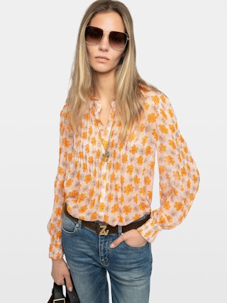 Tunic Timz - Printed muslin tunic with button fastening.