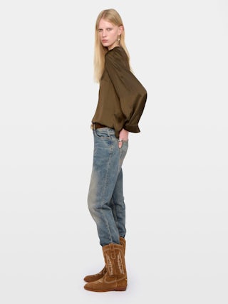 Túnica Torny Satén - Túnica de satén japonés, mangas largas y escote en V.