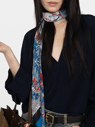 Tunika Torny - Tunika aus unifarbener Viskose, lange Ärmel und V-Ausschnitt.