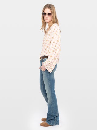 Tunic Torny - Printed viscose tunic with long sleeves and V-neckline.