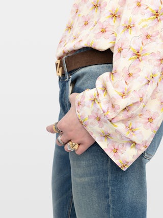 Tunic Torny - Printed viscose tunic with long sleeves and V-neckline.