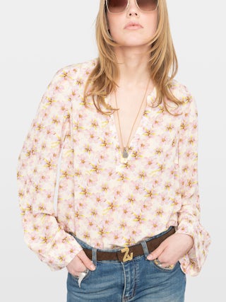 Tunic Torny - Printed viscose tunic with long sleeves and V-neckline.