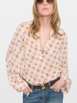 Tunique Torny - Tunique en viscose imprimée, manches longues et décolleté v.