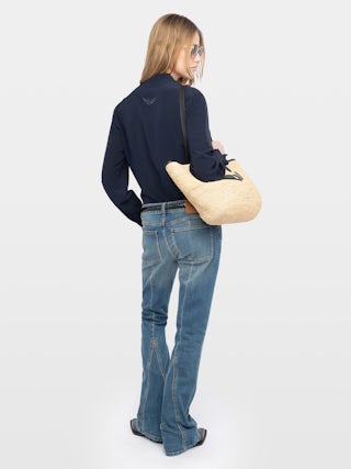 Thely Shirt - Viscose shirt with long sleeves, button fastening and wing embroidery with exclusive French lace on the back.