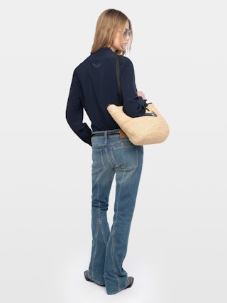 Thely Shirt - Viscose shirt with long sleeves, button fastening and wing embroidery with exclusive French lace on the back.